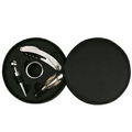 Leatherette Round Case w/ 4 Piece Wine Set